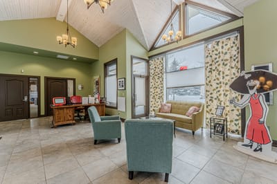 Bright and welcoming lobby area with seating