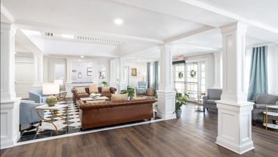 Bright common area with comfortable seating
