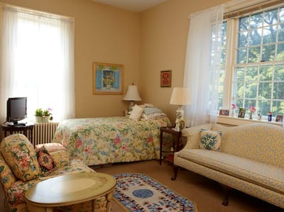 Cozy resident bedroom with floral decor