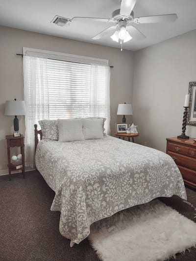 Cozy bedroom with a neatly made bed