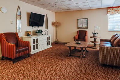 Cozy common area with comfortable seating and decor