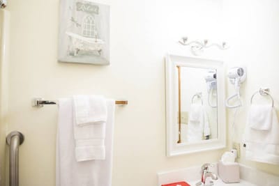 Bright, clean bathroom with fresh towels