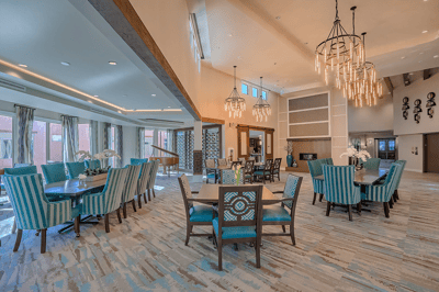 Common area with stylish decor and seating