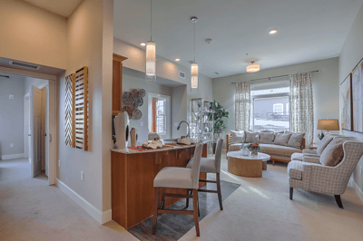 Interior view of a cozy living space in assisted living