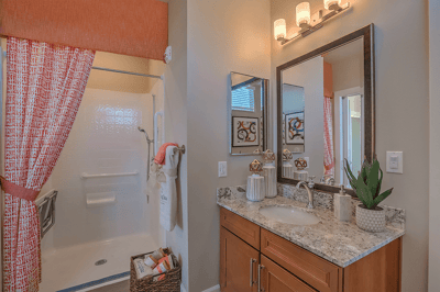 Stylish bathroom interior with modern fixtures