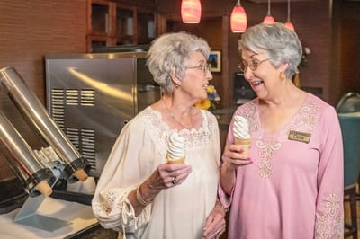 Residents enjoying ice cream in a common area