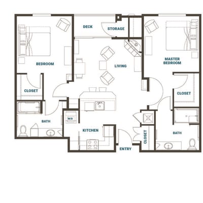 Architectural floor plan of a living space