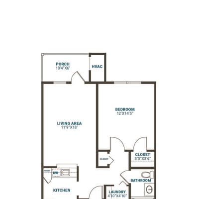 Architectural floor plan of a living space layout