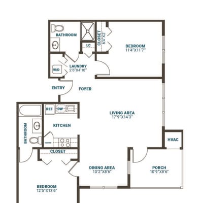 Architectural floor plan of a residential unit