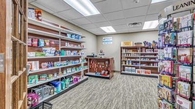Interior view of the community convenience store