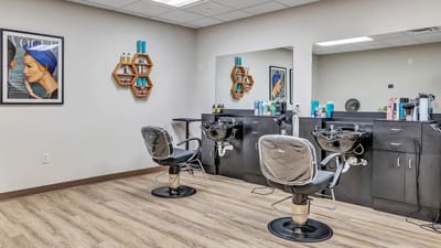 Hair salon within a retirement community's interior