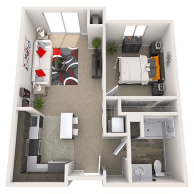 2D floor plan of a senior living unit