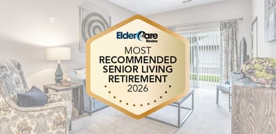 An award badge indicating a senior living recommendation
