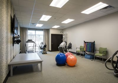 Interior view of a fitness room with equipment