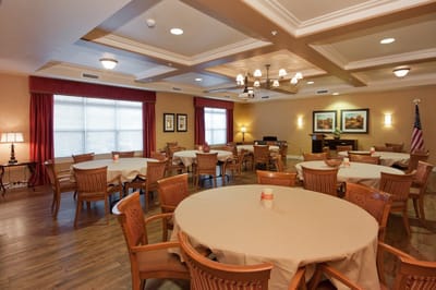Interior dining room with tables and chairs