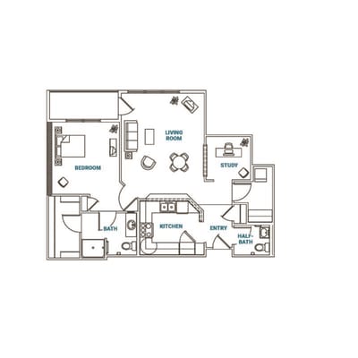 Architectural floor plan of a resident unit