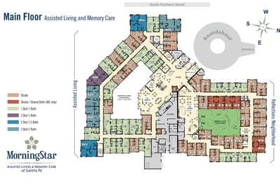Architectural floor plan of the facility's main floor