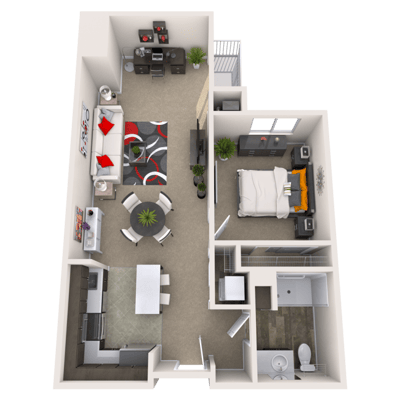 Architectural floor plan of a living unit