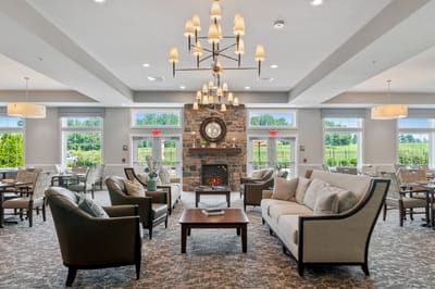 Bright and welcoming common area with seating