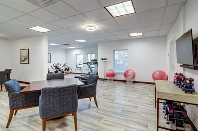 Interior view of the fitness area with equipment