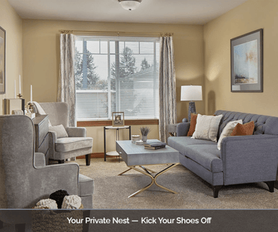 Cozy living room setting with comfortable furniture