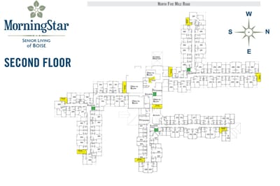 Architectural floor plan of the second floor layout