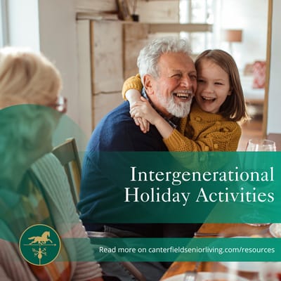 Residents participating in intergenerational holiday activities