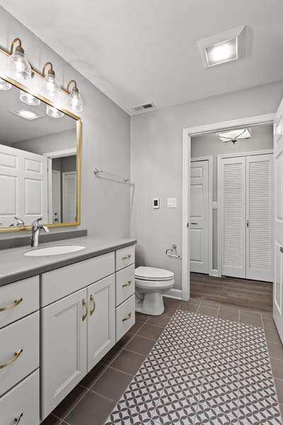 Modern bathroom with stylish fixtures and decor