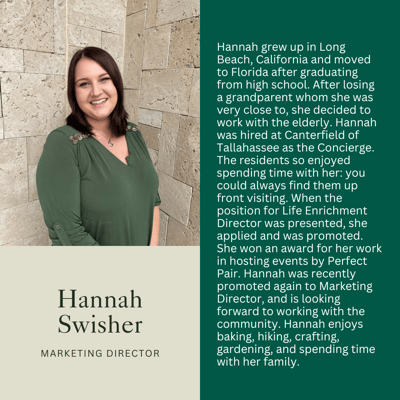 Marketing Director in a common area of the facility