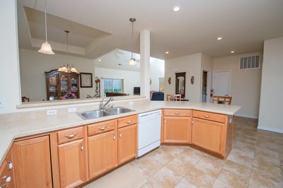 Bright kitchen area in a senior living facility