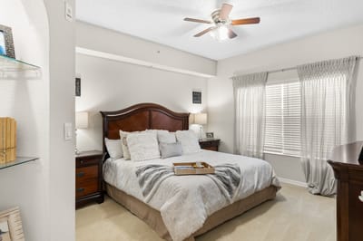 Cozy bedroom with a king-sized bed and natural light