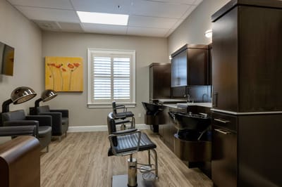 Interior view of a hair salon in the facility