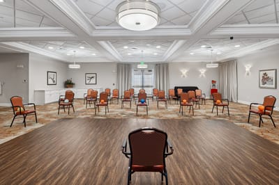 Activity room set up for a bowling game