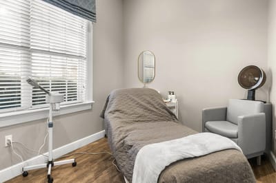 Interior view of a treatment room with natural light