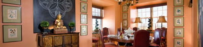 Interior dining area with decorative elements