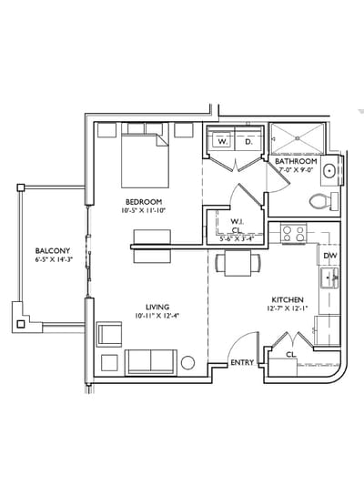 Meadowcrest – Middletown, Assisted Living in Middletown, DE — Architectural floor plan of a living unit