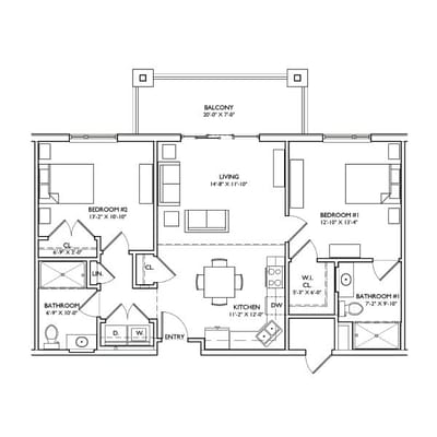 Architectural floor plan for a residential unit