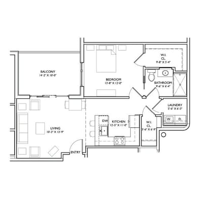 Architectural floor plan of a resident unit