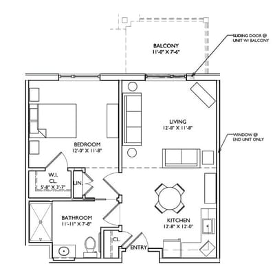 Architectural floor plan of a residential unit