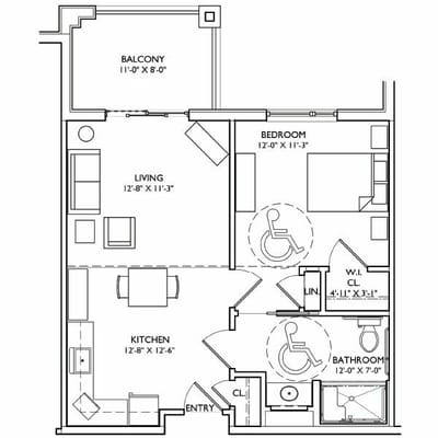 Architectural floor plan of a residential unit.