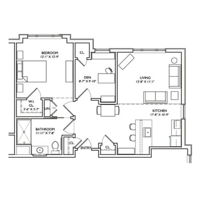Architectural floor plan with labeled rooms