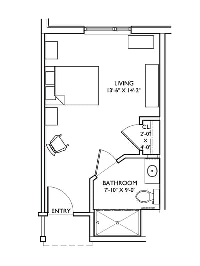 Architectural floor plan of a living space