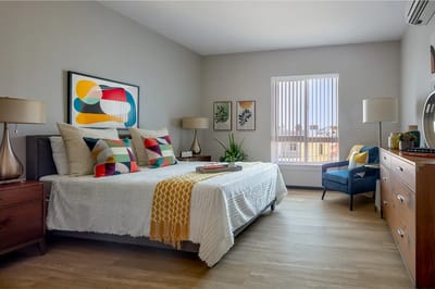 Stylish interior of a private resident room with modern decor