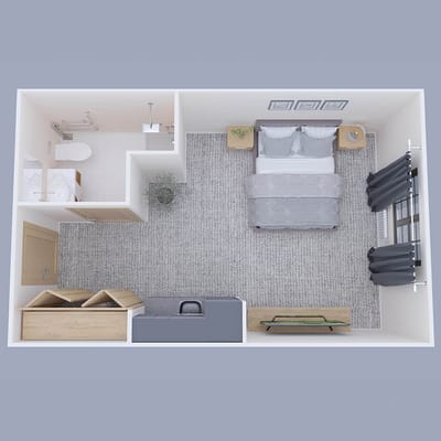 Interior layout of a private resident room