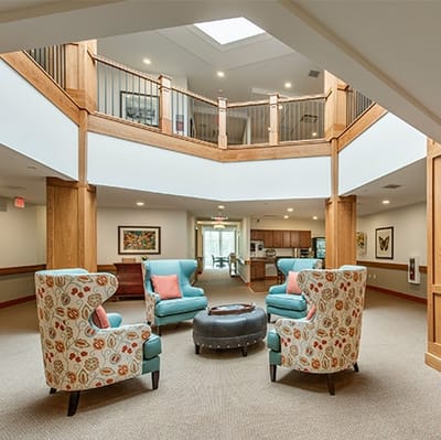Cozy common area with seating and natural light