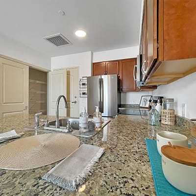 A well-maintained kitchen area with modern appliances