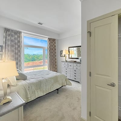 Private resident room with a view and amenities