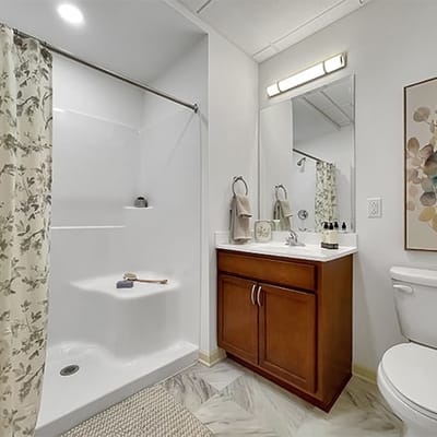 Bright and clean bathroom with modern fixtures