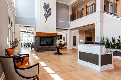 Bright and welcoming lobby area with seating