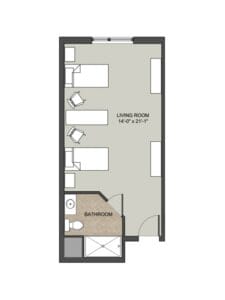 Architectural floor plan of a living unit